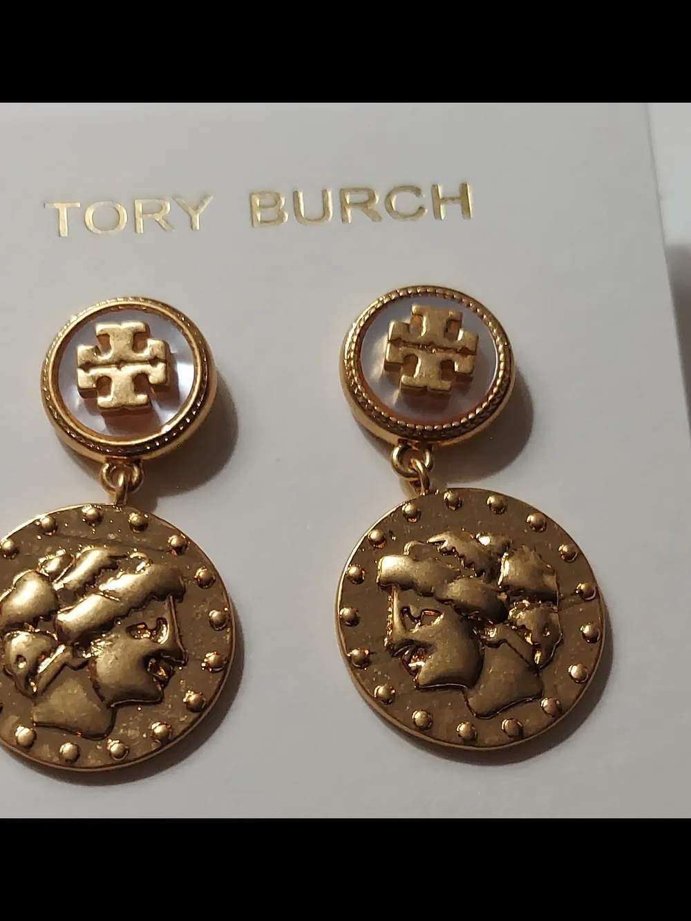 Tory Burch Gold-Tone Dangle Medallion Earrings